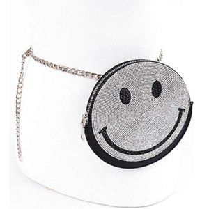 BNWT Brand New Rhinestone Smiley Face Crossbody Bag Belt Bag Novelty Bag
